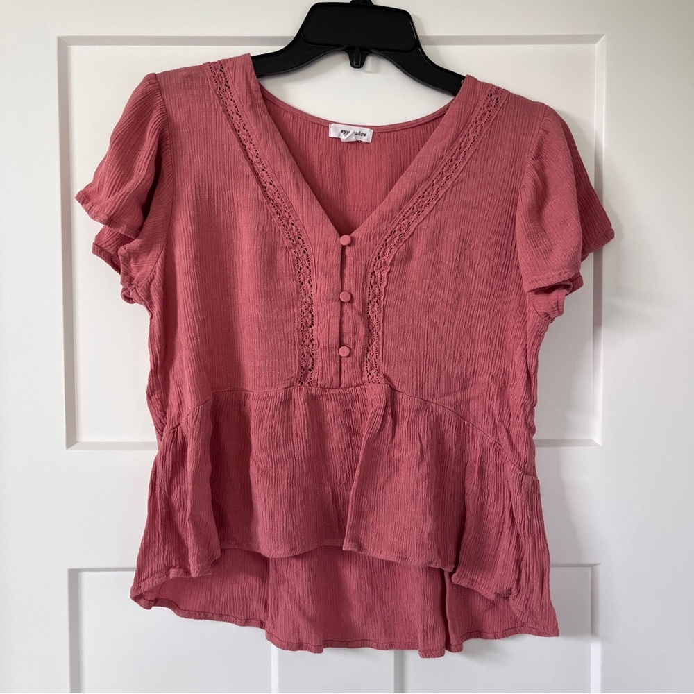 Pink Flutter Sleeve Top